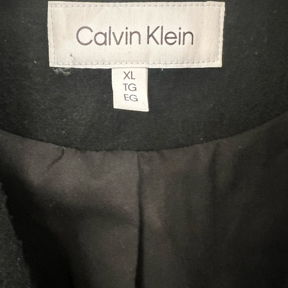 Calvin Klein Classic Black Pea Coat With Buttons - Picture 2 of 9